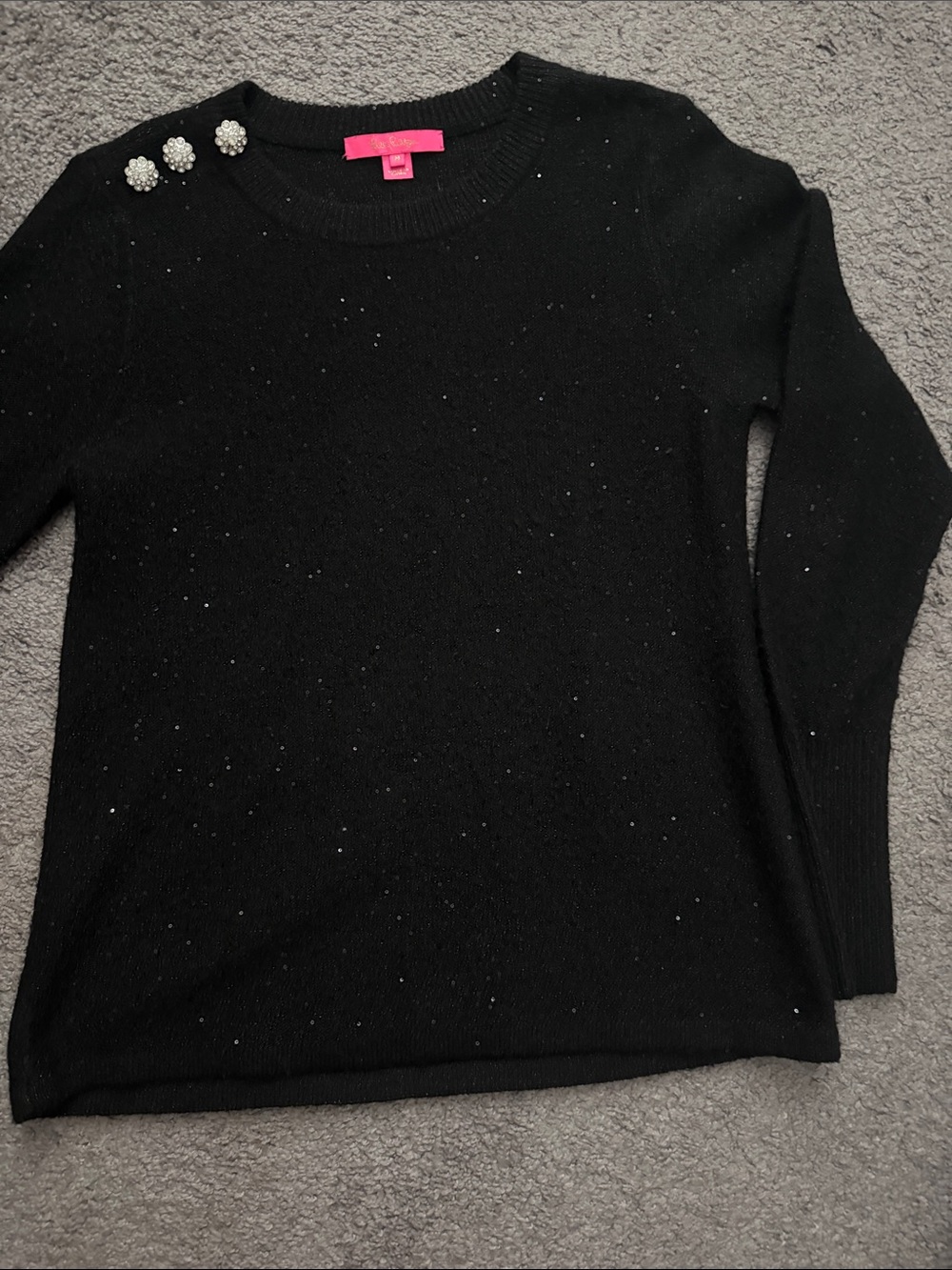 Lilly Pulitzer Morgen sequin sweater and black Onyx